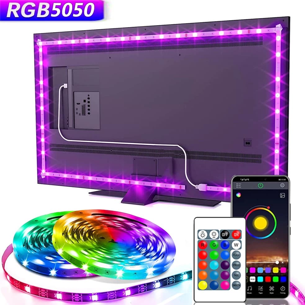 USB 5V LED Lights for TV with APP Control Flexible Ribbon Tape RGB5050 30leds/m TV LED Backlight Room Bedroom Decor Lighting - LIVE | DealPlug Jamaica